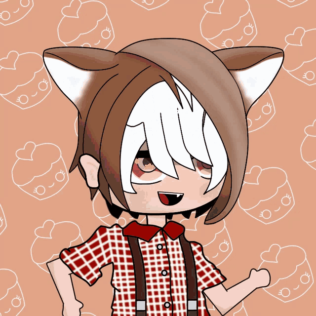 a drawing of a boy with cupcakes on the background