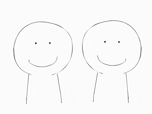 a black and white drawing of two people with their mouths open