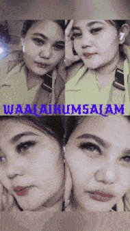 a woman 's face is shown in a collage with the words waalaikumsalam