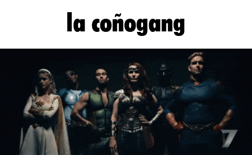 a group of superheros standing next to each other with the words la conogang written above them