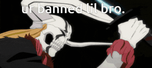 a picture of a skeleton with the words " ur banned lil bro "