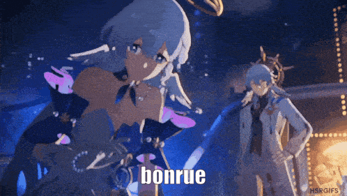 a gif of a girl dancing with the word bonrue in the corner