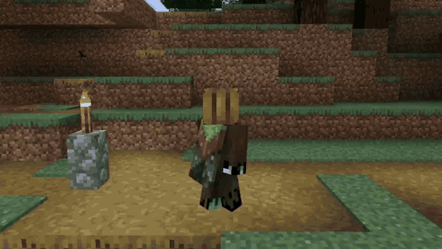 a person in a minecraft video game with a pumpkin on their head