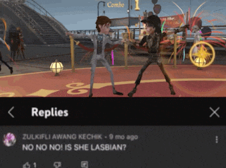 a screenshot of a video game with the words replies on the bottom