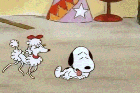 a cartoon of snoopy and a poodle