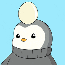 a penguin wearing a sweater and a hat with an egg on its head