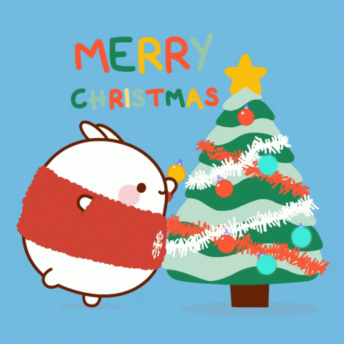 Merry Christmas Molang GIF - Merry Christmas Molang Christmas Tree GIFs
