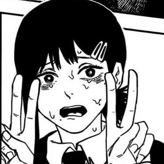 a black and white drawing of a girl with her hands on her face and a surprised look on her face .