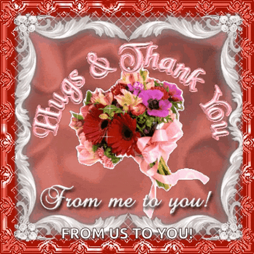 a thank you card with a bouquet of flowers on it