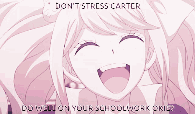a picture of a girl with the words " do well on your schoolwork okie " on it
