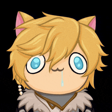 a cartoon drawing of a cat with a tear coming out of his nose