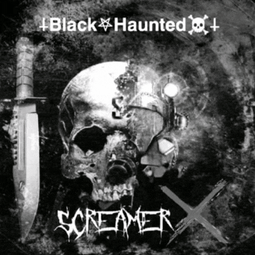 a screamer x album cover with a skull and a knife