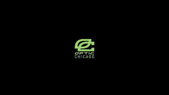 a green logo on a black background for optic chicago