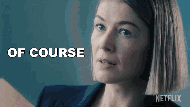a woman 's face is shown with the words of course written above her