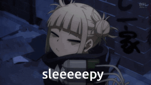 a cartoon of a girl with the word sleeeeepy written on it