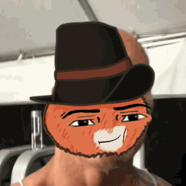 a drawing of a man wearing a top hat with a beard