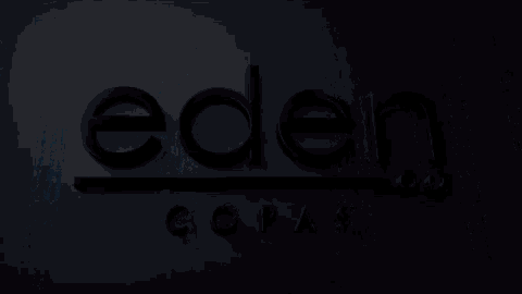 a blue background with the word eden written on it