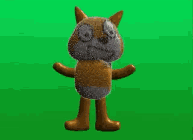 a 3d rendering of a stuffed animal with a tail on a green screen .