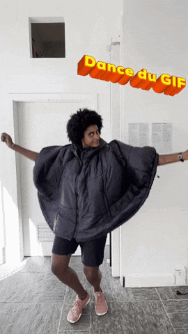 a man in a poncho is dancing with the words dance du gif below him