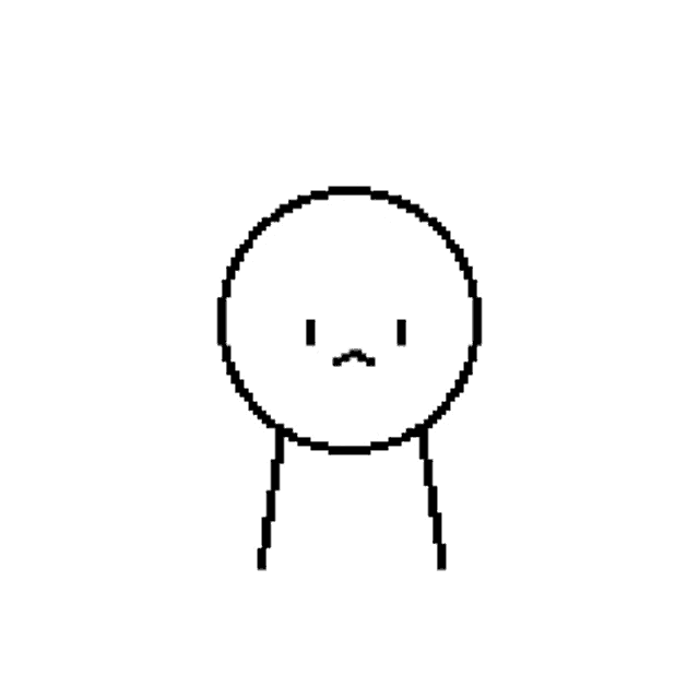 a pixel art of a stick figure with a sad face .