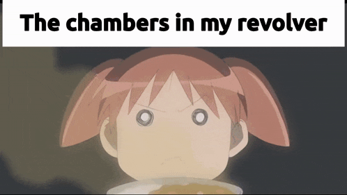 a picture of a girl with the words the chambers in my revolver below her