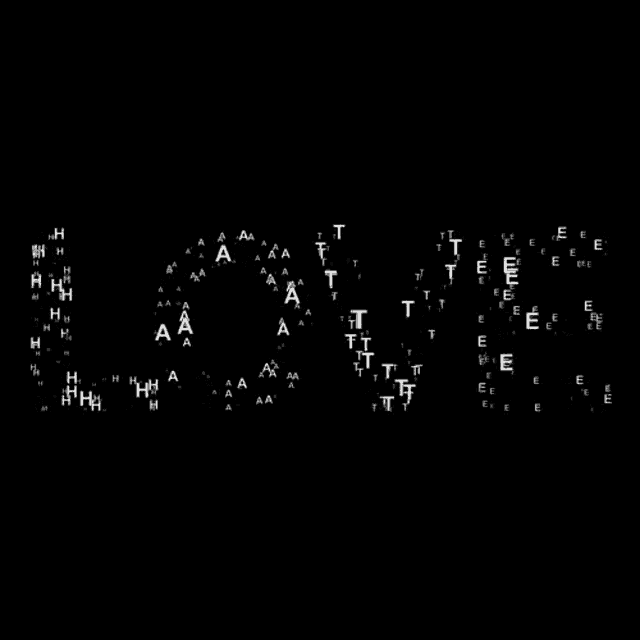 a black background with a lot of white letters on it .