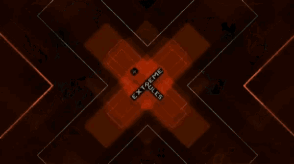 a red and black x with the words " extreme rules " on it
