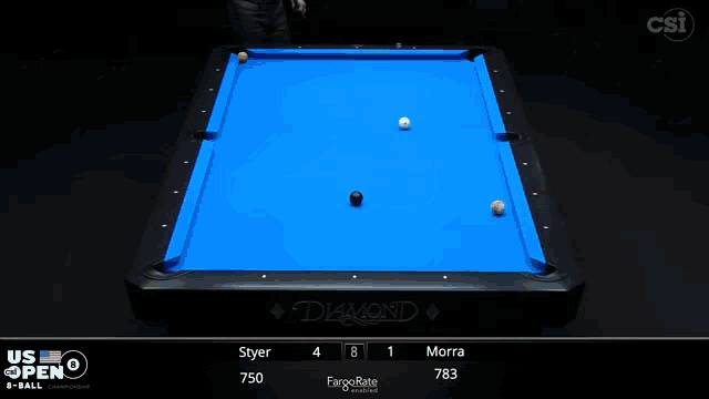 a pool table with a blue cloth and a diamond logo on it