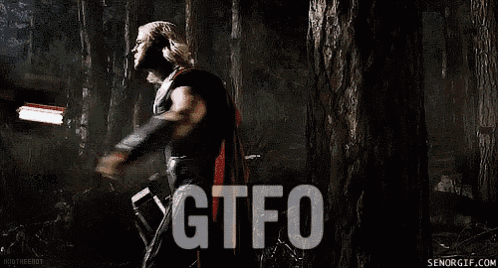 a gif of iron man and captain america with the words gtfo