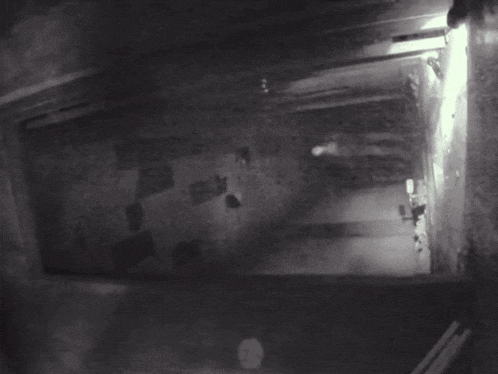a black and white photo of a person standing in a room