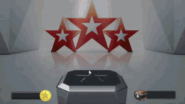 a box with the number 19 on it and three stars in the background