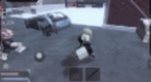 a blurred image of a person playing a video game with a car in the background .