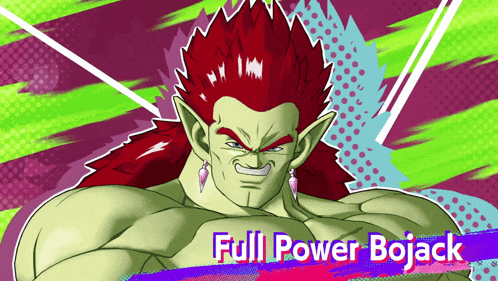 a cartoon character with red hair and the words full power bojack above him