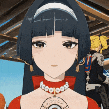 a girl with a necklace that says astra
