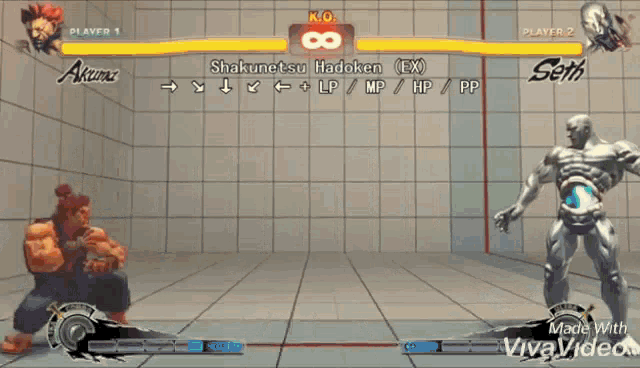 a video game is being played with two players shakunetsu and hadoken