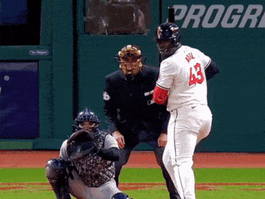a baseball player with the number 43 on the back of his shirt