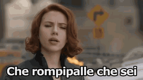 a woman with red hair and the words che rompipalle che sei on her face