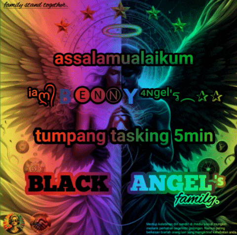 a colorful poster with the words assalamualaikum and black angel family on it