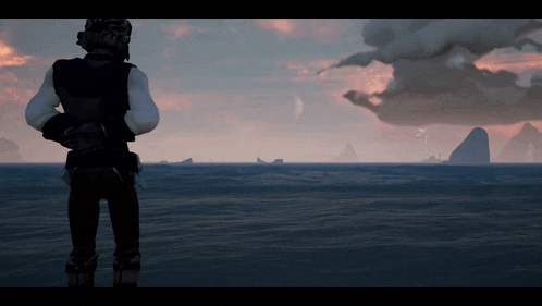 a man is standing in the middle of the ocean