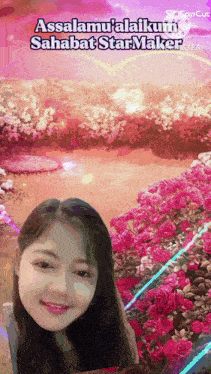 a picture of a girl with the words assalamu ' alaikum sahabat starmaker on the top