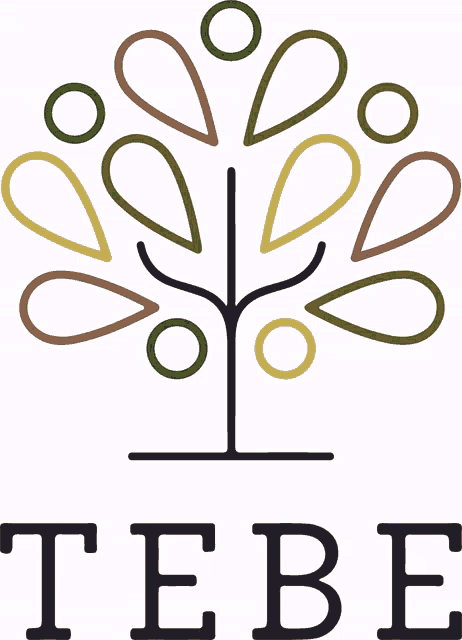 a logo for tebe with a tree in the center