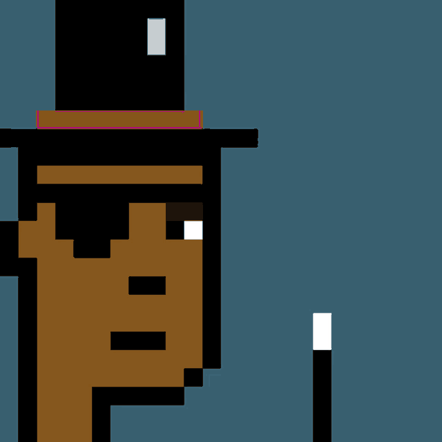 a pixel art of a man wearing a top hat and a cane