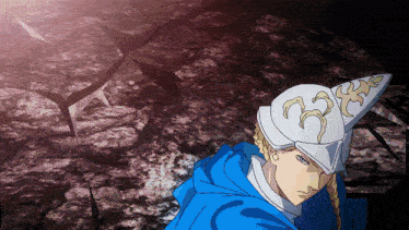 a cartoon of a man wearing a white hat with a crown on it