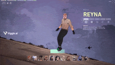 a video game character named reyna is standing in a field