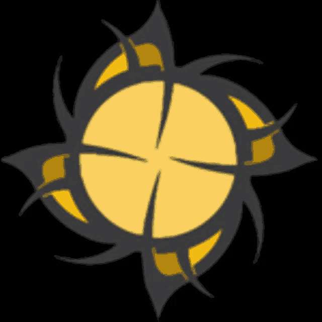 a drawing of a yellow circle with a black background