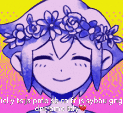 a girl with a flower crown on her head is smiling