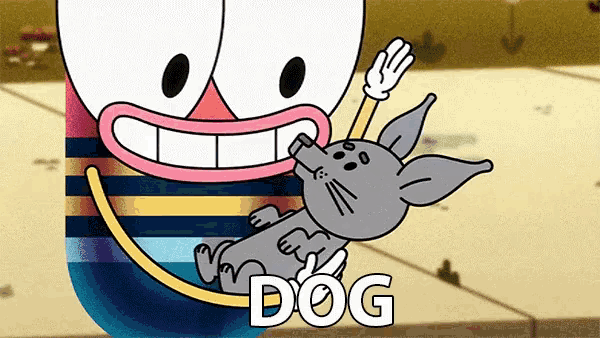 a cartoon drawing of a dog with the word dog on the bottom
