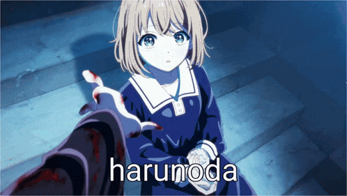 a picture of a girl with the name harumoda