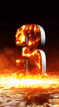 the number 3 is surrounded by flames on a black background