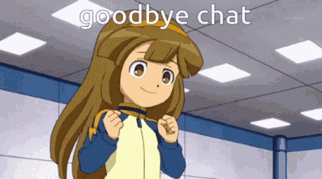a picture of a girl with the words goodbye chat below her